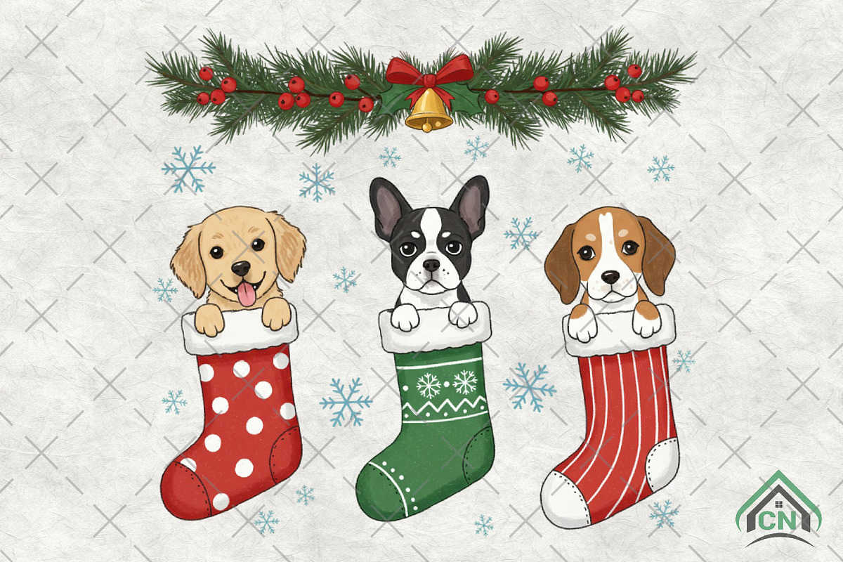 Christmas Dogs PNG, an Illustration by Craft Nest (Photo 1 of 6)