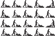 silhouette of a man mowing the lawn, an Illustration by Amazin_art (Thumbnail 1 of 21)