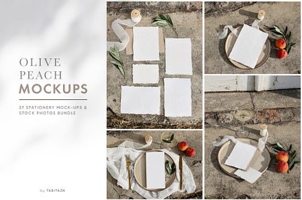 Olive & peach wedding mockups set, a Print Template by Tabita's shop