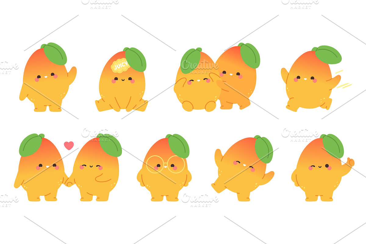 Mango characters. Cute sweetie, a Food Illustration by LadadikArt