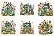 Watercolor Easter Home Clipart, an Illustration by DreamCafeArt (Thumbnail 2 of 4)