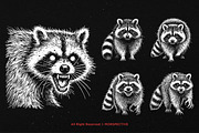 10 Bundle Dark Art Racoon Scary, an Illustration by Morspective (Thumbnail 3 of 7)