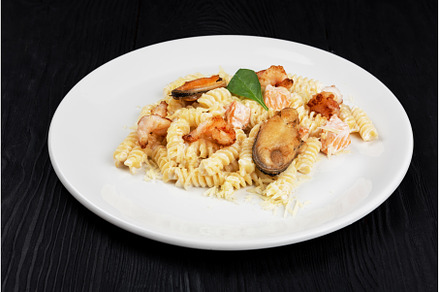 Seafood Pasta with mussels salmon, a Food & Drink Photo by Jan Jack Russo Media