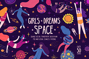 Space Girls set illustration, a Decorative Illustration by Uniyok (Thumbnail 1 of 12)
