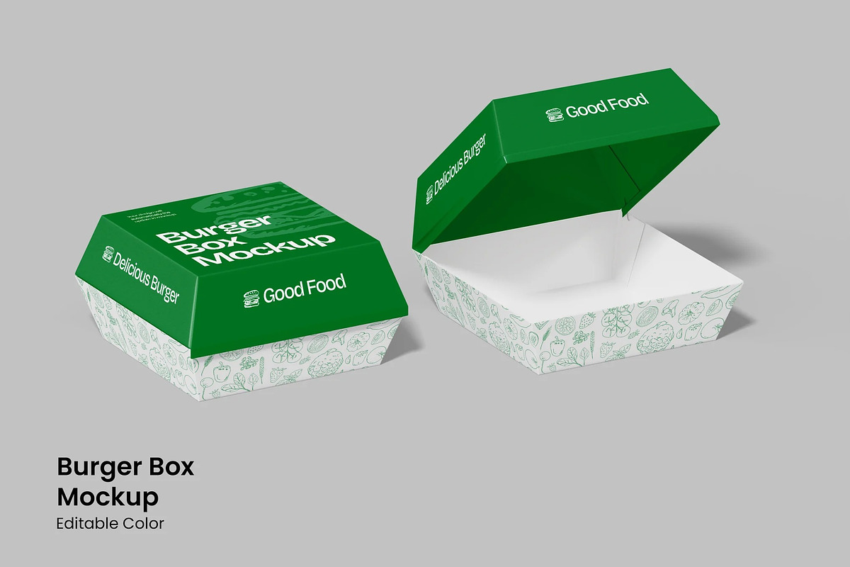 Burger Box Mockup, a Packaging Mockup by renderstockmarket