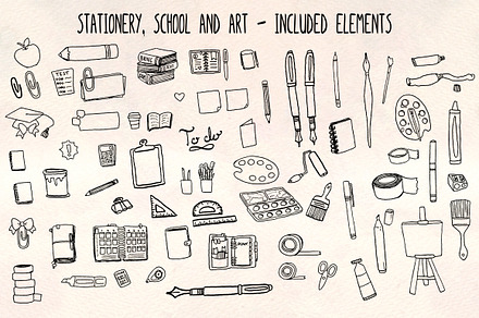 60+ Stationery, School + Art Vectors
