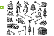 Lumberjack Tools & Logging Set, an Object Graphic by RT Studio (Thumbnail 1 of 4)