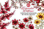Watercolor Wildflower Clipart, an Illustration by DreamArtGraphic (Thumbnail 1 of 8)