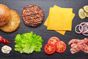 Cheeseburger ingredients, a Food & Drink Photo by Volff
