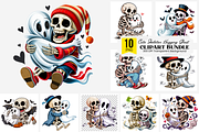 10 Cute Skeleton Hugging Ghost PNG, an Illustration by Clipart Bloom (Thumbnail 1 of 11)