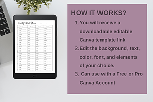 Meal Planner Editable Template