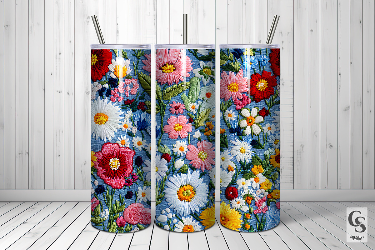 Spring Floral Embroidery Patterns, a Pattern Graphic by Creative Store (Photo 3 of 5)