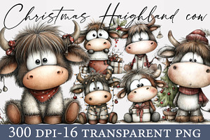 Whimsical Christmas Haigh land cow, an Illustration by Designworld