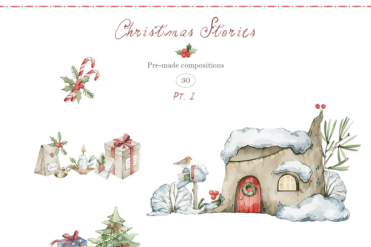 Christmas Stories Watercolor Animals, a Seasonal Illustration by Kreker Kate (Photo 4 of 12)