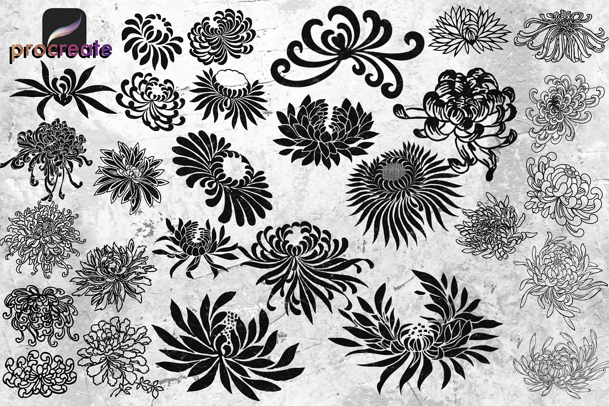 53 Chrysanthemums Stamp Brushes, a Brush Add-On by TheWhiteCatLab (Photo 3 of 4)