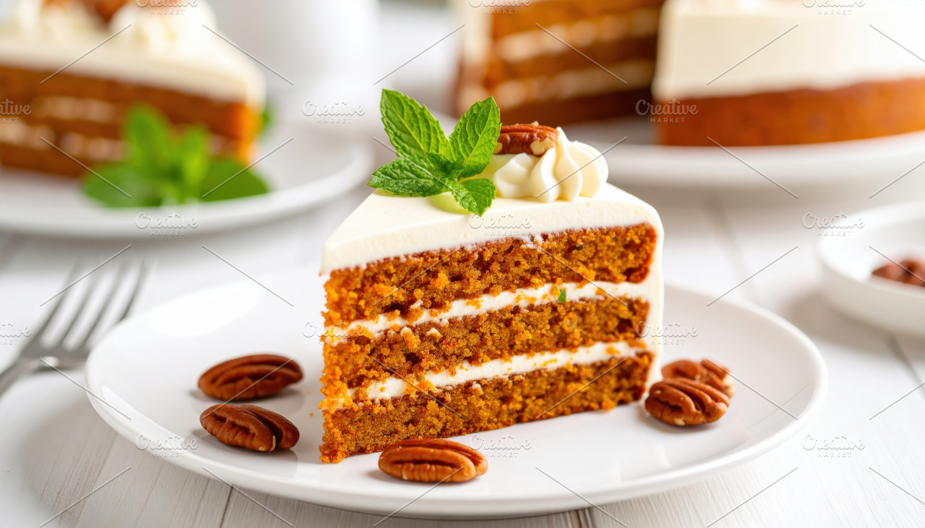 Carrot Cake Slice with Pecans, a Food & Drink Photo by Igor Tichonow