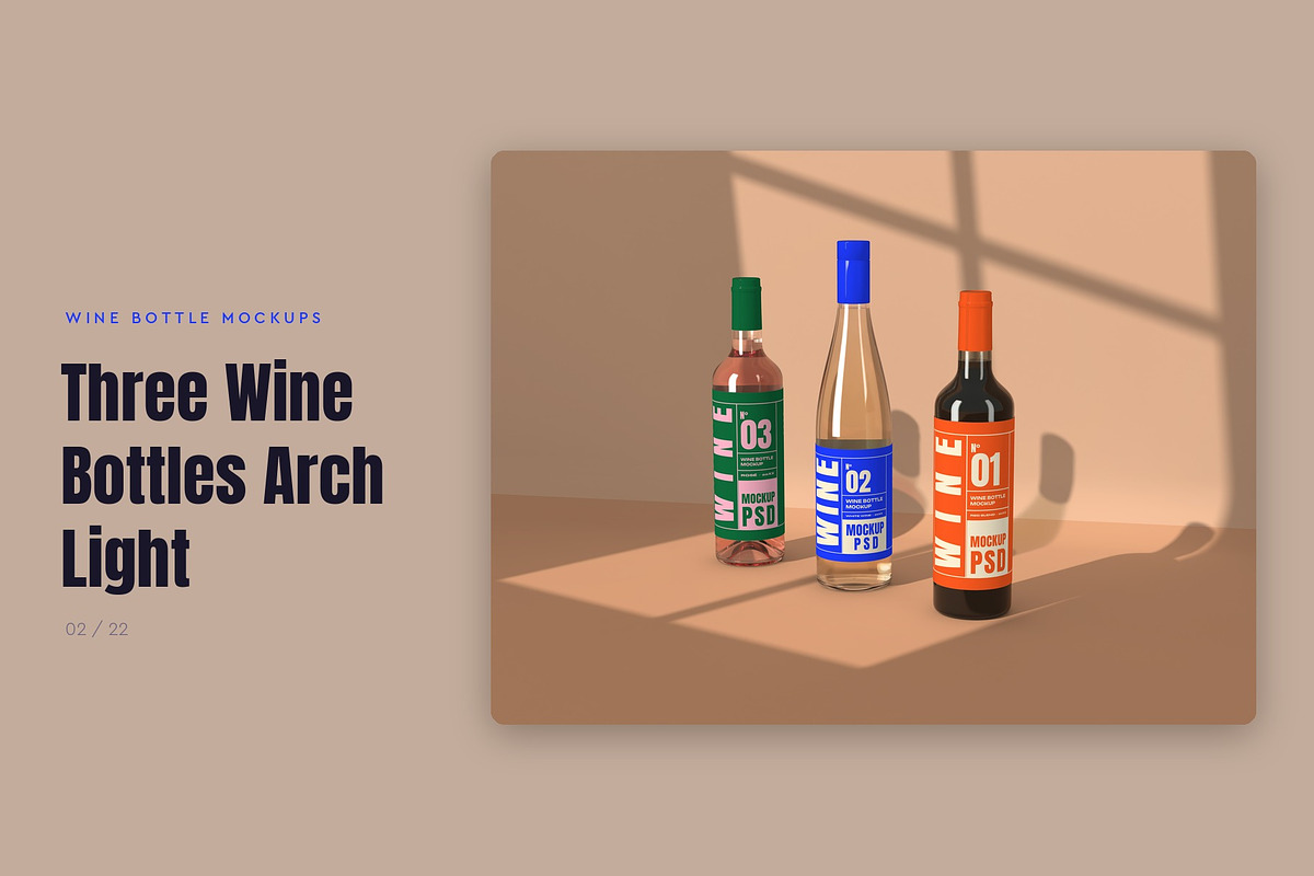 Wine Bottle Mockup Pack, a Cups & Container Mockup by Motion-Box (Photo 3 of 24)