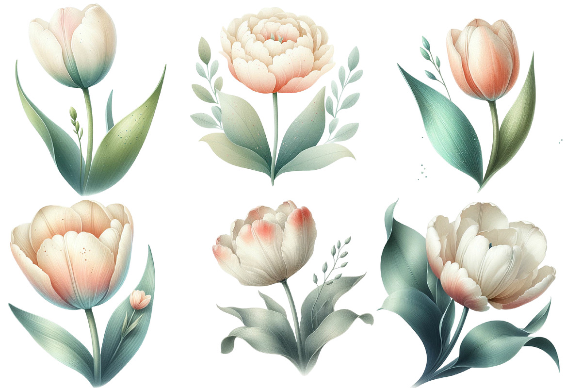 Whimsical Tulips Spring Flower Cli, an Illustration by Designworld (Photo 4 of 4)