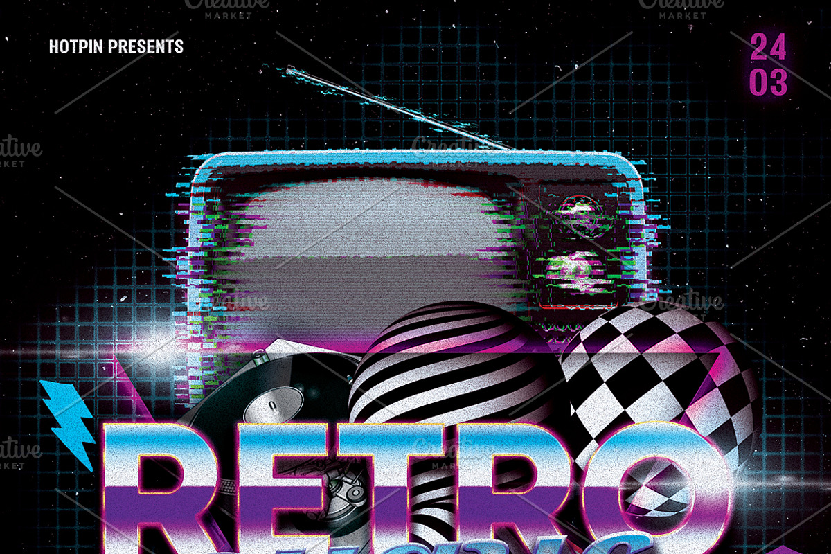 Retro Party Flyer Template, a Flyer Template by Hotpin (Photo 4 of 4)