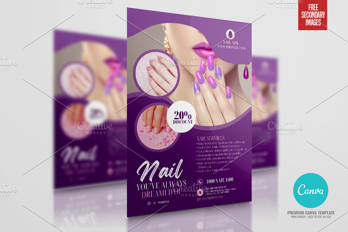 Nail Salon Promotional Canva Flyer, a Flyer Template by PSDPixel (Photo 4 of 4)