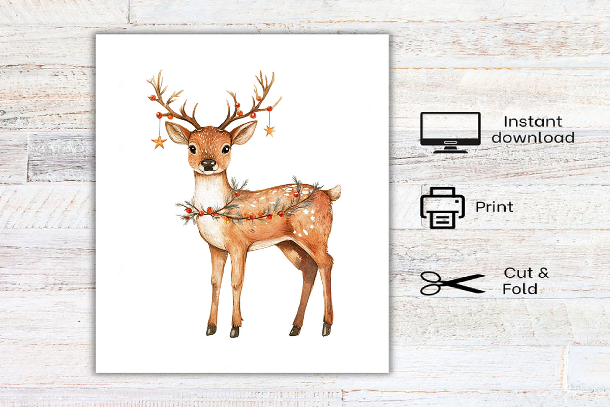 Watercolor Reindeer Christmas, an Illustration by Canvas Craft (Photo 8 of 8)