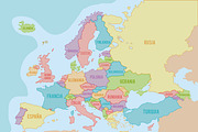 3x Colorful Europe Maps, an Education Illustration by asantosg (Thumbnail 4 of 4)