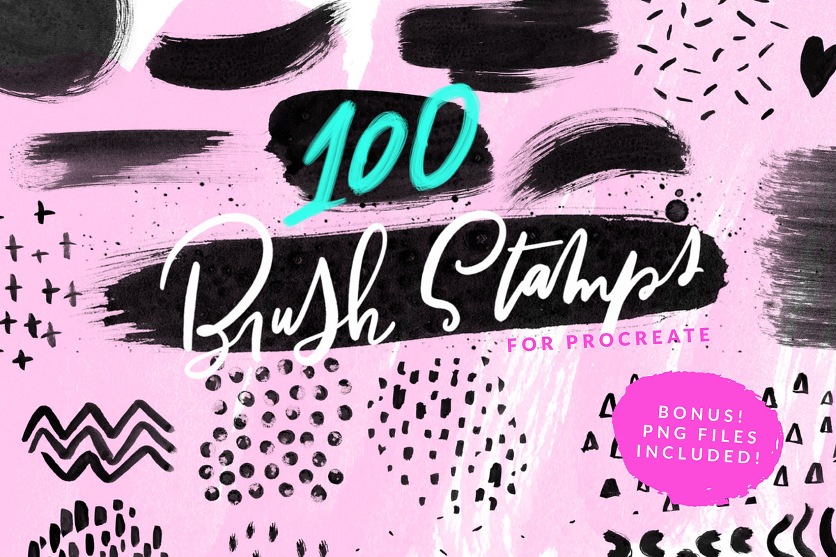 100 Paint Brush Stamps for Procreate