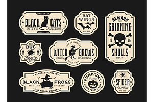 Halloween potion bottle labels, an Illustration by Vector Tradition
