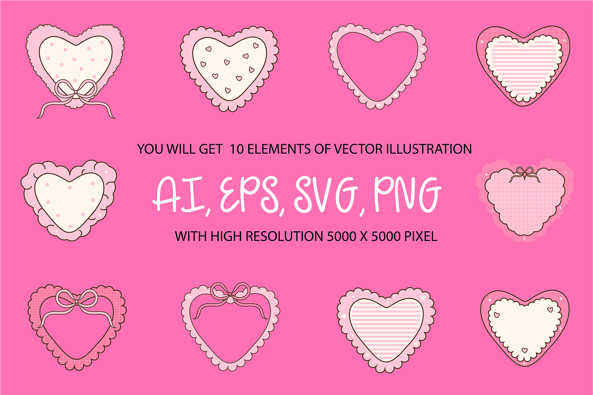 Scalloped Pink Heart illustration, an Object Graphic by VL Shop (Photo 3 of 3)