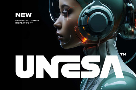 Unesa - Modern Futuristic Font, a Sans Serif Font by Imoodev
