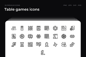 Table games icons, an Outline Icon by Wencory