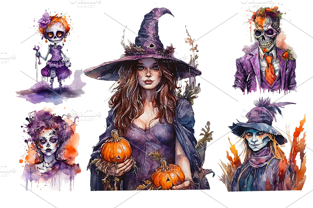 Halloween, big holiday set., an Object Illustration by AkvarelRiver (Photo 8 of 10)