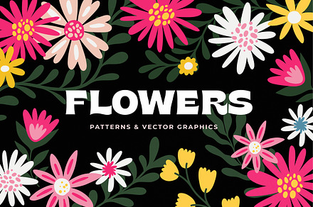 FLOWERS patterns & graphics + BONUS