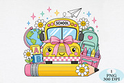 Cute Back to School Bus PNG, a Seasonal Illustration by Daily.Designs (Thumbnail 1 of 5)