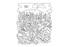 Line Draw, Futuristic City