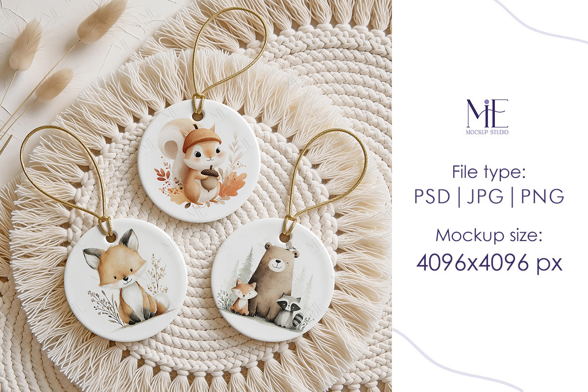 Round Ceramic Ornament Mockup Set, a Merchandise Mockup by Mie Mockup Studio (Photo 6 of 7)