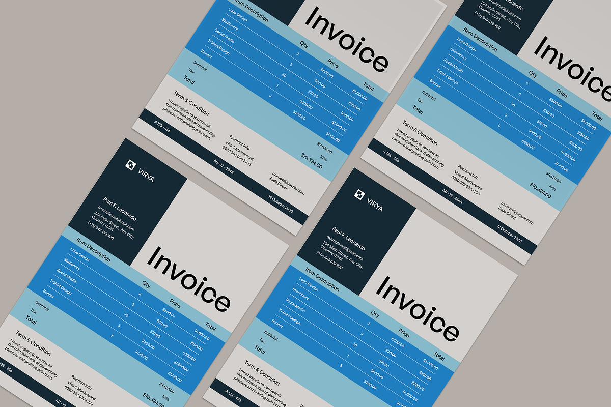 VIRYA | Marketing Agency Invoice, a Stationery Template by Neermana (Photo 4 of 4)