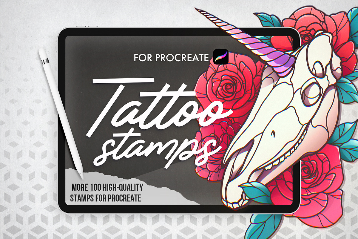 Procreate Stamps Bundle Tattoo, a Brush Add-On by InkPrintsTattoo (Photo 1 of 10)
