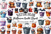 Watercolor Halloween Bucket, an Illustration by Designking (Thumbnail 1 of 5)