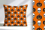 Halloween Skull and Pumpkin Pattern, a Seasonal Illustration by Sharon Schwalbe (Thumbnail 3 of 5)