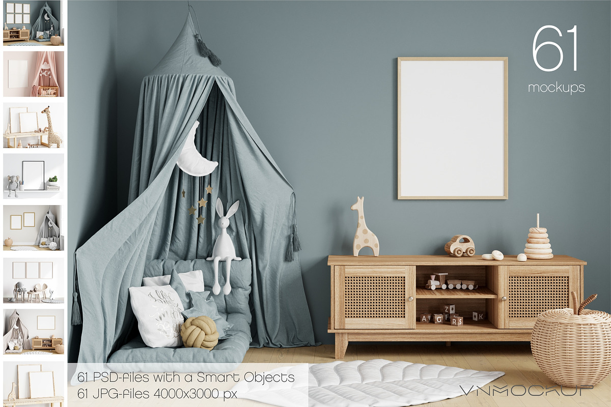 Kids Room Frame Bundle - 61 Mockups, a Print Template by VNmockup (Photo 1 of 16)