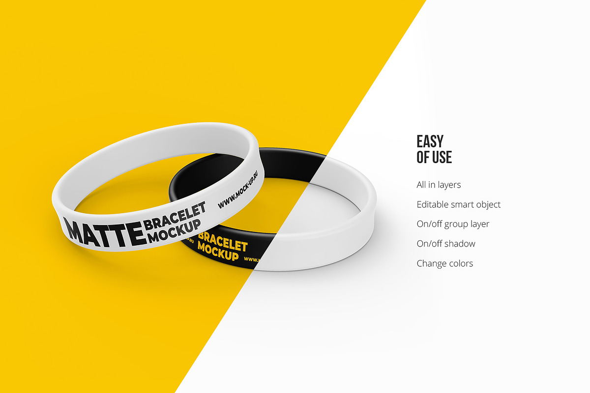Silicone Wristbands Mockup 4 PSD, a Product Mockup by easymock (Photo 3 of 4)