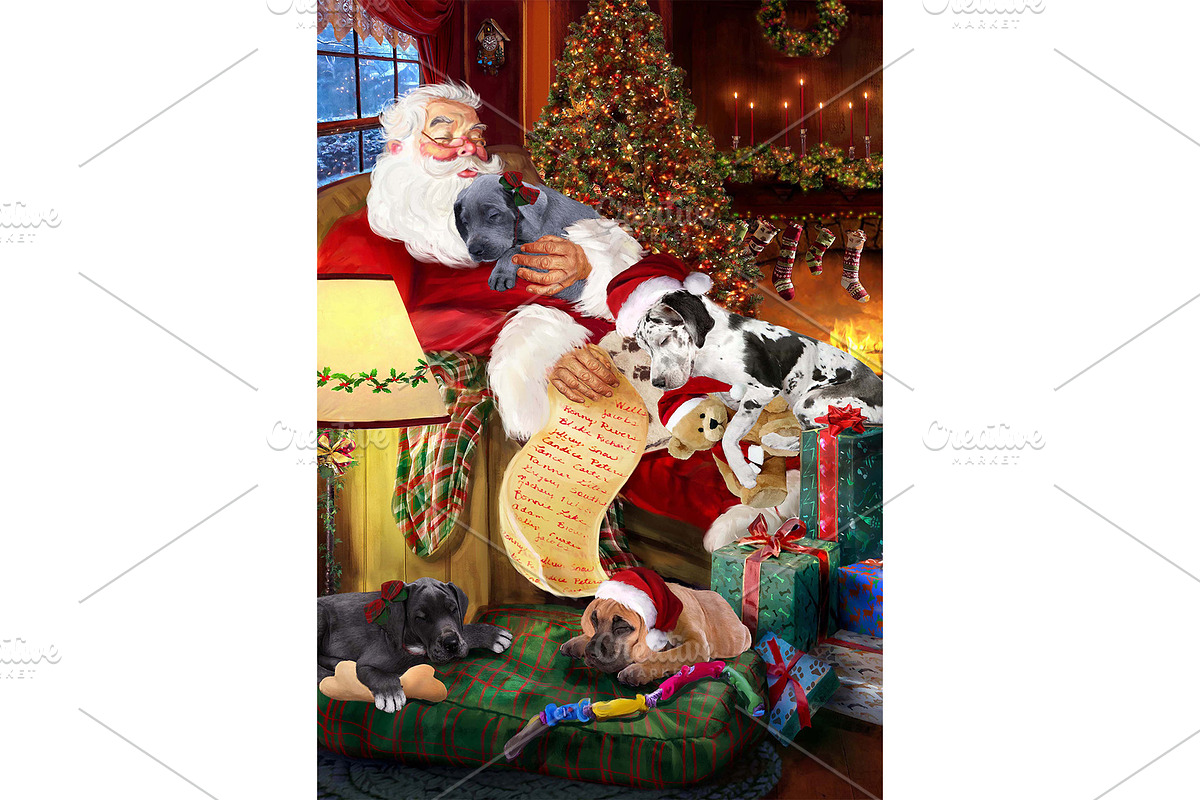Great Dane Dog Xmas Holiday Art, an Animal Illustration by Art Paradise Studios (Photo 1 of 3)