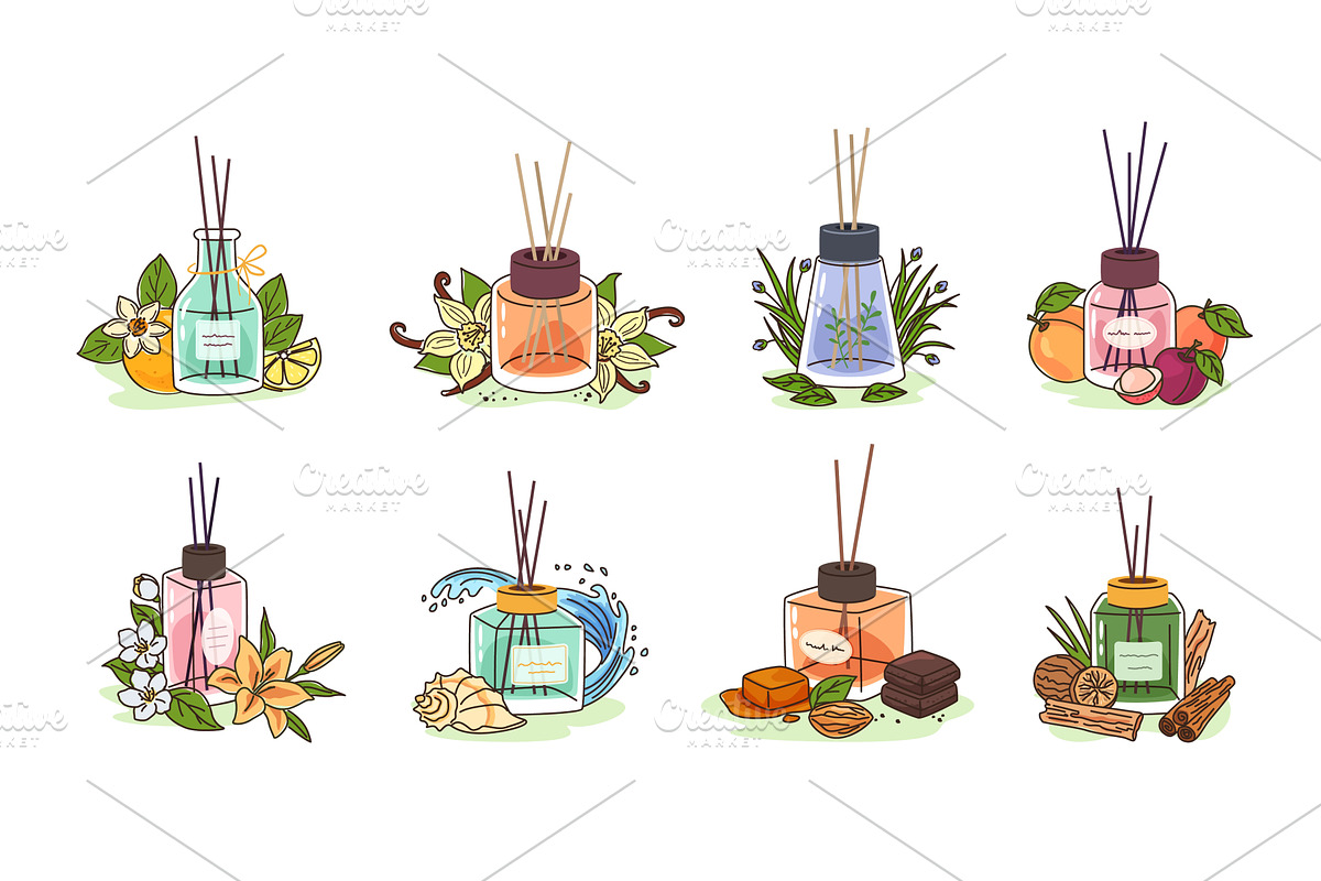 Reed sticks diffuser perfume types, an Object Illustration by winwin.art