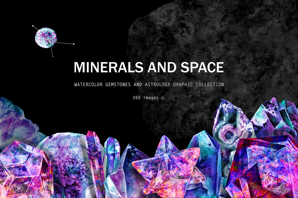 Minerals and space. Astrology set, an Object Graphic by white angel arts (Photo 1 of 20)