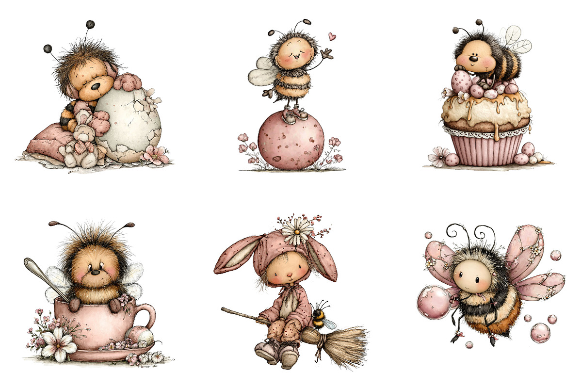 Whimsical Easter Bee clipart, an Illustration by CreationArt (Photo 4 of 6)