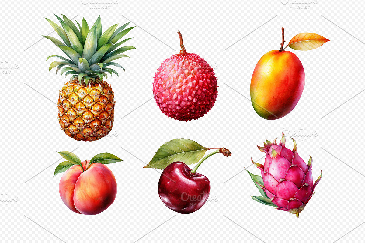 Watercolor Summer Fruit PNG Clipart., a Food Illustration by kaisorn (Photo 5 of 5)