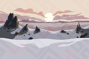 Snow mountains parallax background