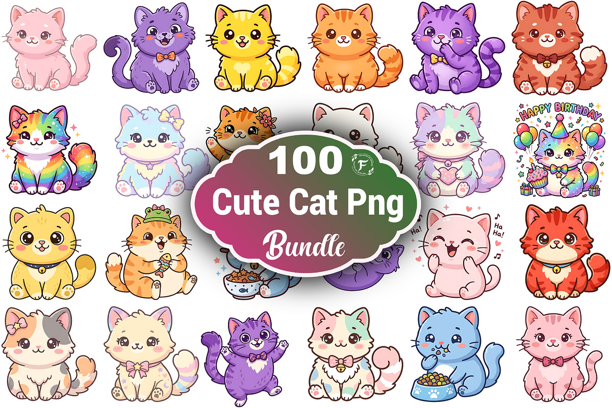 Cute Cat Clipart, an Animal Illustration by Forhadx5 (Photo 1 of 8)