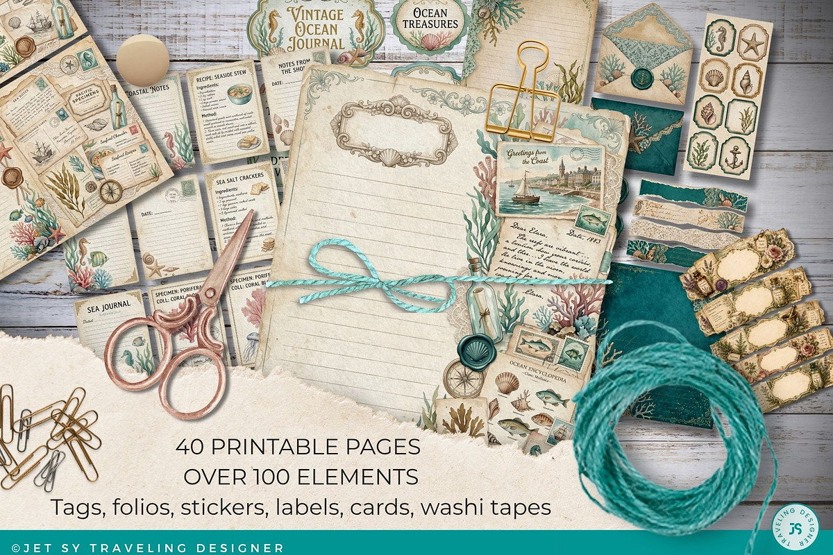 Coastal Dream Junk Journal Kit, an Object Graphic by Traveling Designer (Photo 2 of 6)
